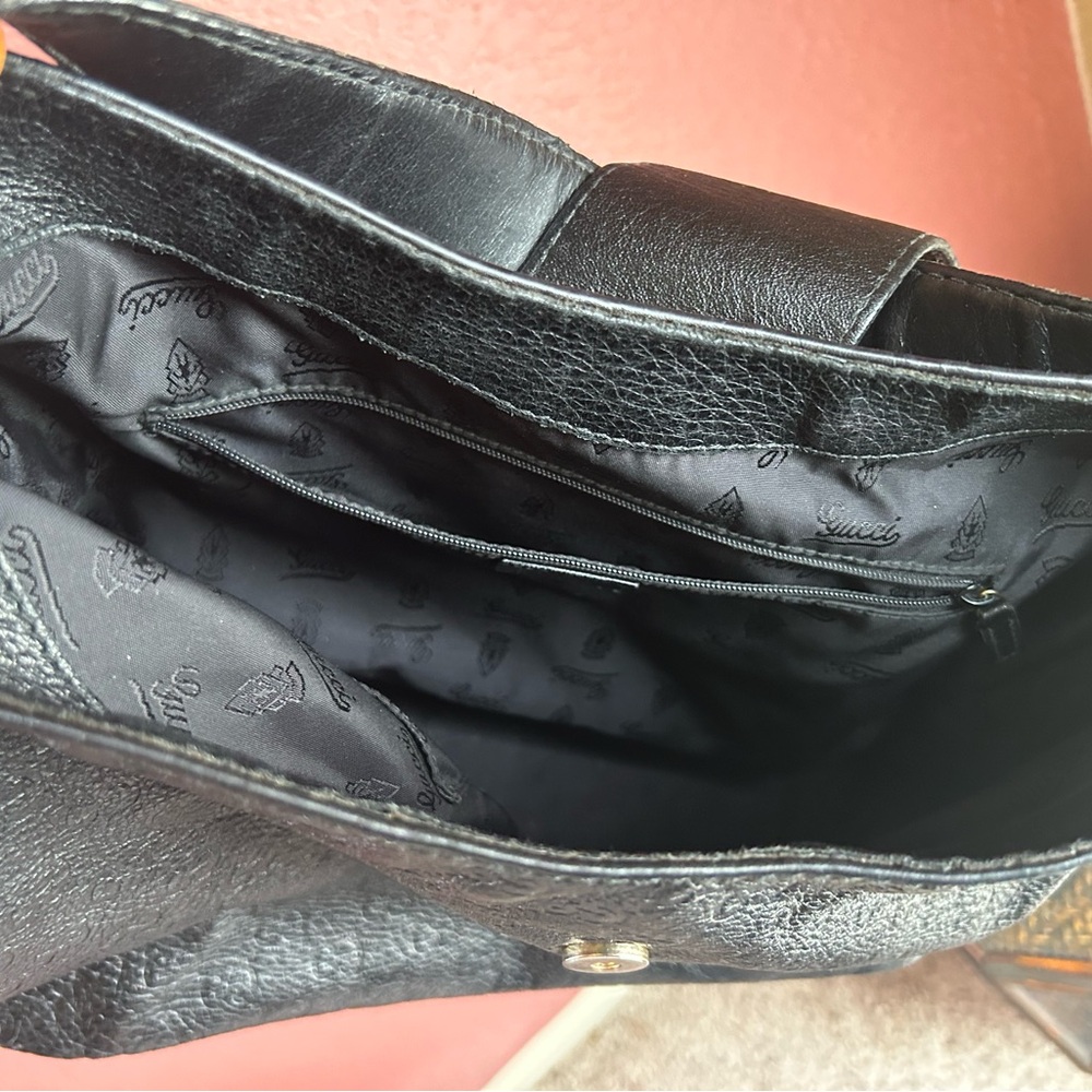 Guccissima Italy Black Leather Hobo Tote